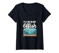 Mujer I'Ll Be In My Offish Funny Office Fish Keeper Acuario Arte Camiseta Cuello V