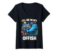 Mujer I'Ll Be In My Offish Funny Work from Home Fish Camiseta Cuello V