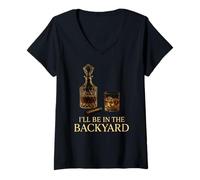 Mujer I'Ll Be In The Backyard Cigar Whisky Dad Bourbon Winter Camiseta Cuello V