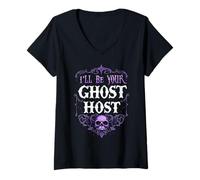 Mujer I'Ll Be Your Ghost Host Gothic Haunted House Halloween Vibe Camiseta Cuello V