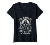 Mujer I'Ll Protect You Kitten - Divertido Dicho Lobo Meme Chicos Hombres Guay Camiseta Cuello V