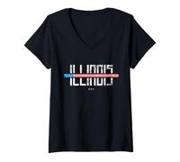 Mujer Illinois América Vintage Camiseta Cuello V