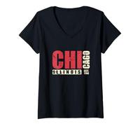 Mujer Illinois Chicago Estados Unidos América Estado Camiseta Cuello V