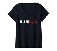 Mujer IllumiNaughty Funny Conspiracy Theory Illuminati Unisex Camiseta Cuello V