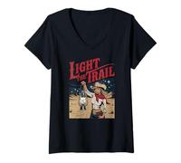 Mujer Ilumina el Sendero Cowgirl con Lantern Desert Night Camiseta Cuello V