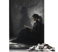 Mujer iluminada por la Luna Leyendo Rompecabezas 300 Piezas, Desafío Puzzle