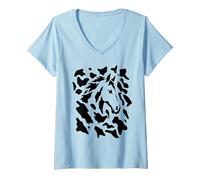 Mujer Ilusión de Cabeza de Caballo Oculto Camiseta Cuello V