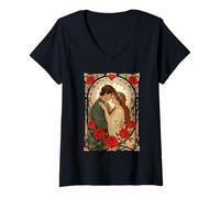 Mujer Ilustración Art Nouveau romántica Siempre Nosotros Camiseta Cuello V