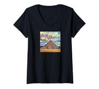 Mujer Ilustración de Chichén Itzá - México Travel Art Design Camiseta Cuello V