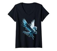 Mujer Ilustración de diseño de Unicornio Pegasus Camiseta Cuello V
