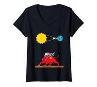 Mujer Ilustración de eclipses solares de España Graciosos toros españoles Camiseta Cuello V
