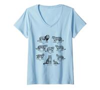 Mujer Ilustración de guía de Campo de Gatos Vintage con temática naturalista Camiseta Cuello V