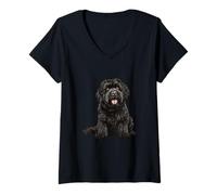 Mujer Ilustración de Perro Bouvier Des Flandres Camiseta Cuello V