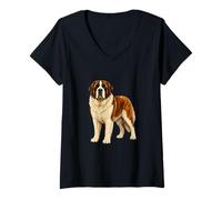 Mujer Ilustración del Perro San Bernardo Camiseta Cuello V