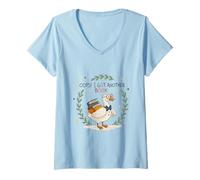 Mujer Ilustración Divertida de la Lectura del Ganso Oops Otro Libro Camiseta Cuello V