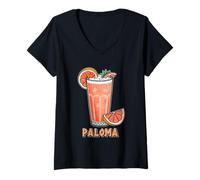 Mujer Ilustración refrescante de bebida de cóctel Paloma Camiseta Cuello V
