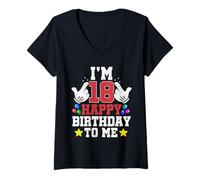 Mujer I'm 18 Happy Birthday To Me Oficial Adulto 18th Birthday Camiseta Cuello V