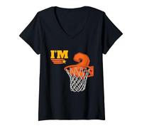 Mujer I'm 2 Basketball 2º Cumpleaños Niño Niña Diseño Deportivo Camiseta Cuello V