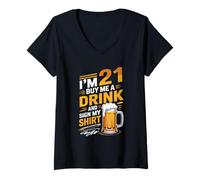 Mujer I'm 21 Buy Me a Drink and Sign My 21st Birthday Beer Camiseta Cuello V