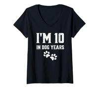 Mujer I'm 25.4 cm Dog Years Funny 70th Birthday Cool Dog Lover Camiseta Cuello V