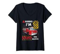 Mujer I'm 9 Year Old Sound The Alarm Bombero 9º cumpleaños Camiseta Cuello V