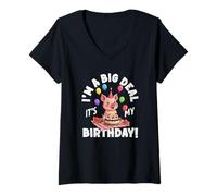 Mujer Im A Big Deal It's My Birthday Pig Kids Party Bday Camiseta Cuello V
