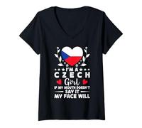 Mujer I'm a Czech Girl Czech Face Czech Republic Flag Camiseta Cuello V