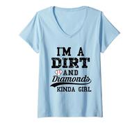 Mujer I'm a Dirt and Diamonds Kinda Girl Baseball Mom Yay Sports Camiseta Cuello V