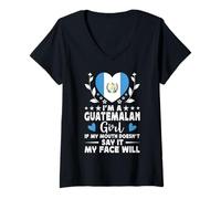 Mujer I'm a Guatemalan Girl Guatemalan Face Guatemala Flag Camiseta Cuello V