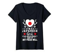 Mujer I'm a Japanese Girl Japanese Face Japan Flag Camiseta Cuello V