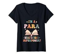 Mujer I'm A Paraprofessional What Your Superpower Funny Para T-S Camiseta Cuello V