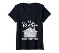 Mujer I'm A Realtor Ask Me For My Card Trabajo inmobiliario - Camiseta Cuello V