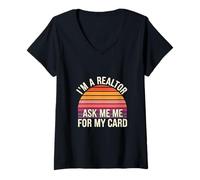 Mujer I'm A Realtor Ask Me For My Card Trabajo inmobiliario ------ Camiseta Cuello V