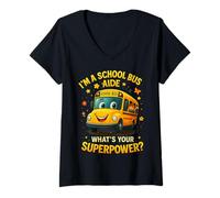 Mujer I'm A School Bus Aide Whats Your Superpower Funny Bus Driver Camiseta Cuello V