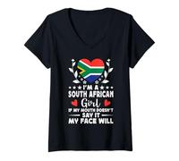 Mujer I'm a South African Girl South Africa Flag Camiseta Cuello V