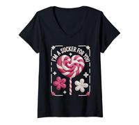 Mujer I'm a Sucker for You Divertido diseño de corazón Camiseta Cuello V