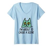 Mujer I'm About To Cause A Scene Funny Cat Camiseta Cuello V