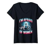 Mujer I'm Afraid of Women Unwearable Aduld Humor Bootleg Camiseta Cuello V
