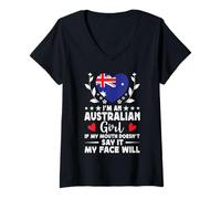 Mujer I'm an Australian Girl Australian Face Australia Flag Camiseta Cuello V