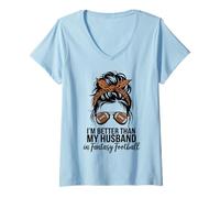 Mujer I'm Better Than My Husband At Fantasy Football Camiseta Cuello V