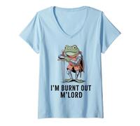 Mujer Im Burnt out MLord Funny Knight Frog Meme Boys Men Sarcastic Camiseta Cuello V