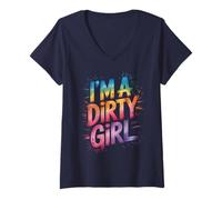 Mujer I'm Dirty Girl Mud Run, Moto de Cross, Muddy Queen Mudding, ATV UTV Camiseta Cuello V