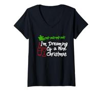 Mujer I'm Dreaming of a Wine Christmas: Funny Wine Lover Design Camiseta Cuello V
