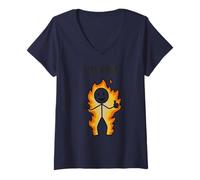 Mujer I'm Fine Humor Sarcastic On Fire Divertido Humor de Stick Man Camiseta Cuello V