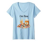 Mujer I'm Fine Pharmacist Technician RX Squad Funny Pharmacy Tech Camiseta Cuello V