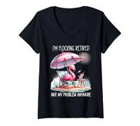 Mujer Im Flocking Retired Not My Problem Anymore Flamingo Drinking Camiseta Cuello V