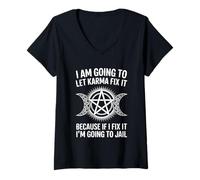 Mujer I'm Going To Let Karma Fix It Humor Funny Sarcastic Joke Fun Camiseta Cuello V