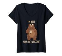 Mujer I'm Here You Are Welcome Camiseta Cuello V