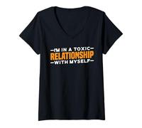 Mujer I'm In A Toxic Relationship With Myself Amor sarcasmo -- Camiseta Cuello V