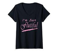 Mujer I'm Just Flutiful Flautista Camiseta Cuello V